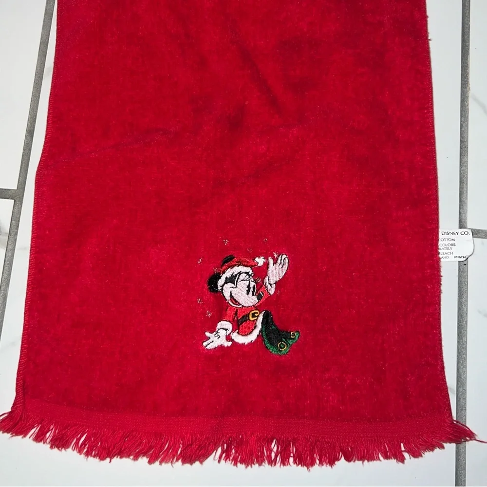 disney minnie mouse christmas red dish hand towel